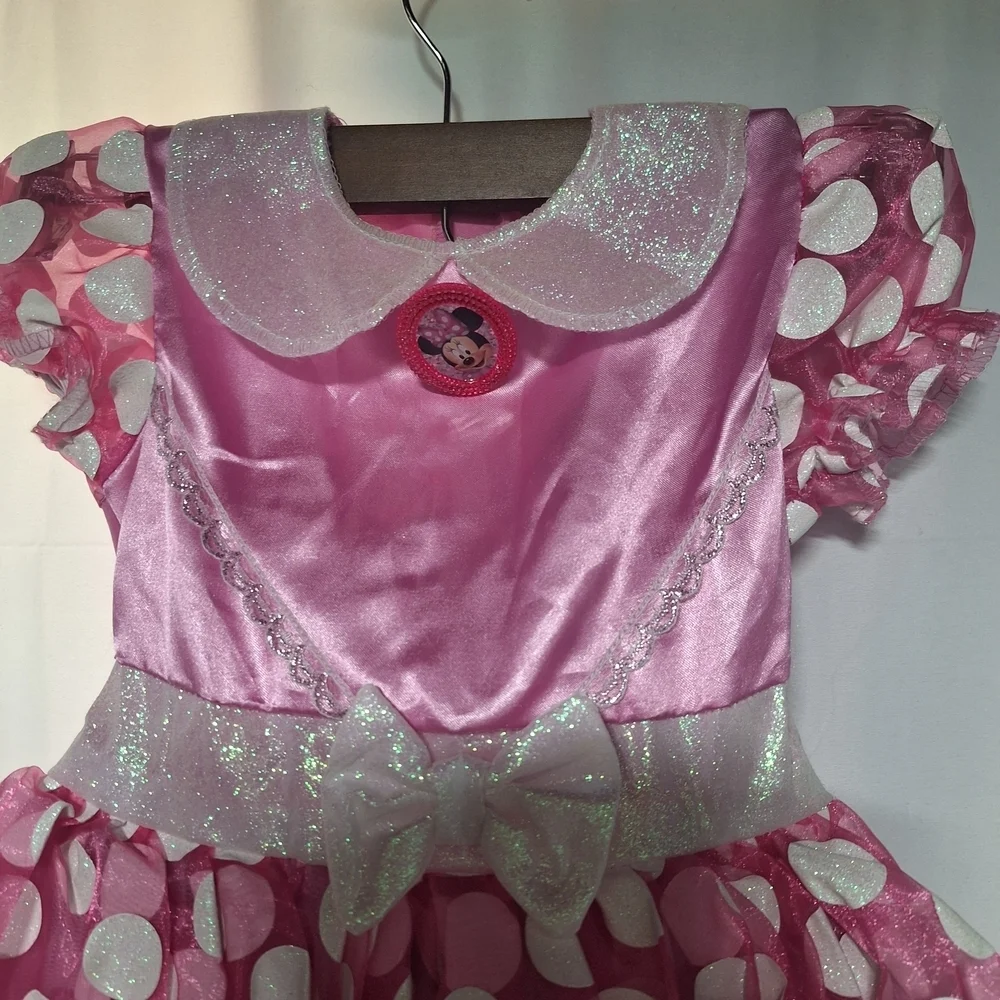 Disney Pink and White Polka Dot Minnie Mouse Kids Dress